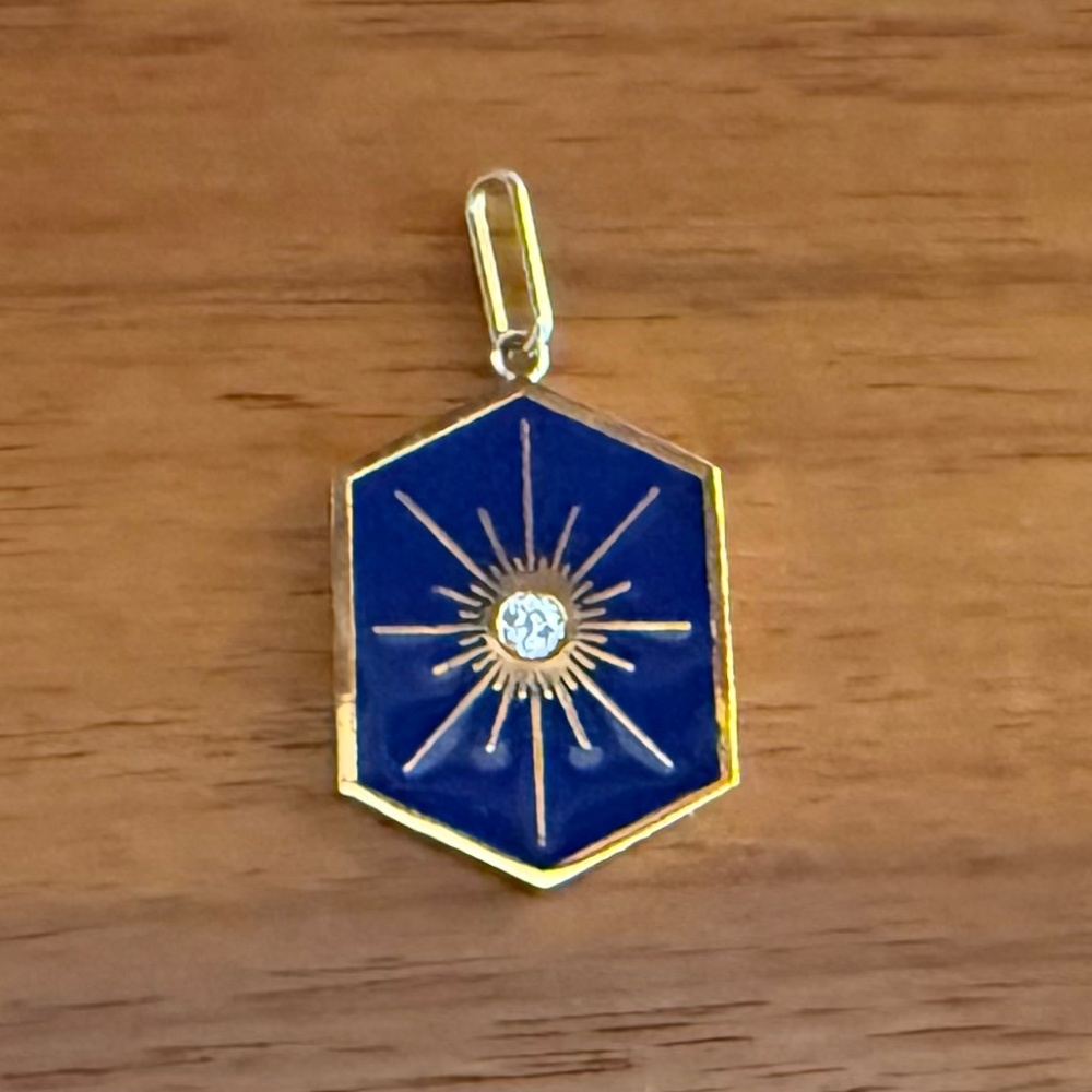 Thatch Jewelry gold and cobalt blue guiding star charm